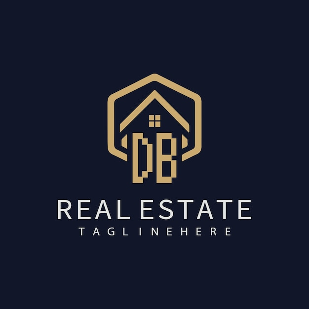 Logotipo inicial de monograma DB para bienes raíces con diseño creativo de forma de hogar