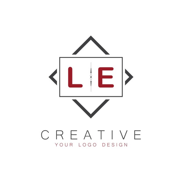 El logotipo inicial del monograma LE con un diseño creativo de estilo cuadrado