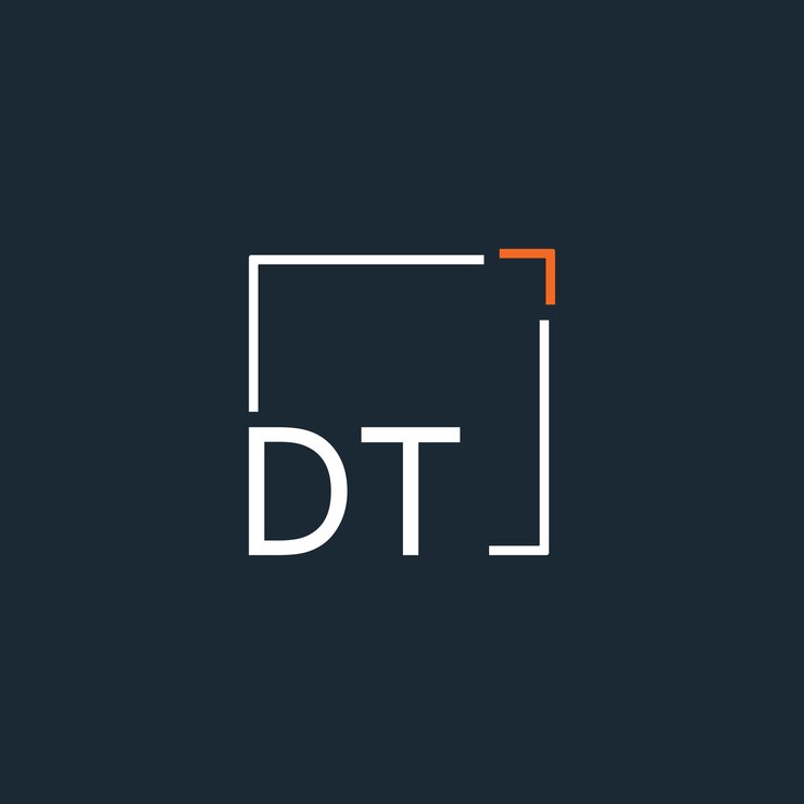 Vector logotipo inicial de monograma dt con diseño de estilo cuadrado