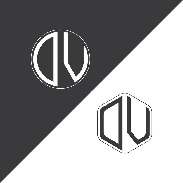 Logotipo inicial del monograma DV con forma de círculo y polígono diseño creativo del logotipo