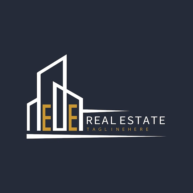 Logotipo inicial de monograma EE para bienes raíces con diseño creativo de la forma del edificio