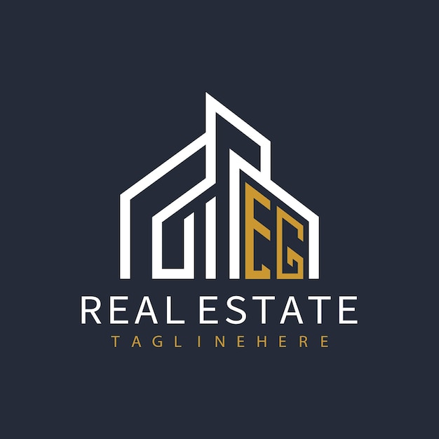 Logotipo inicial de monograma EG para bienes raíces con diseño creativo en forma de hogar