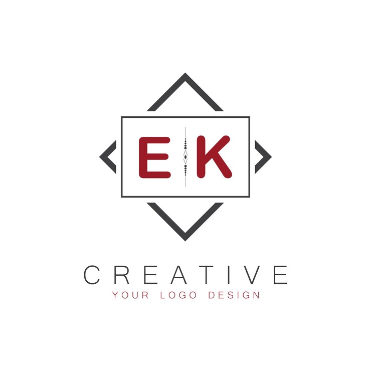 Vector logotipo inicial de monograma ek con diseño creativo de estilo cuadrado
