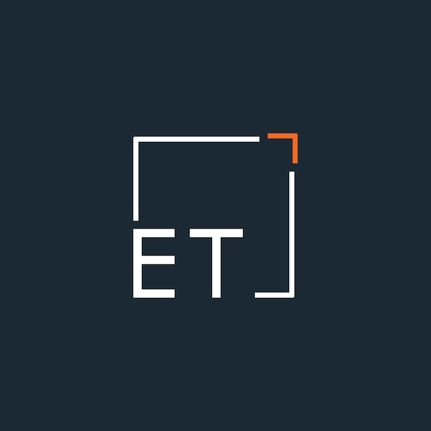 Logotipo inicial de monograma ET con diseño de estilo cuadrado
