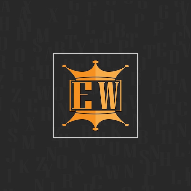 Logotipo inicial de monograma EW con diseño de estilo cuadrado