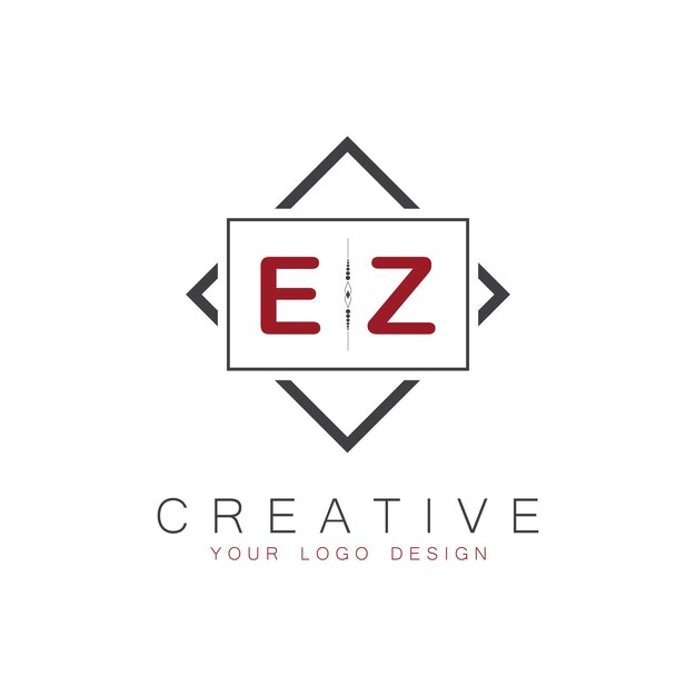 Logotipo inicial de monograma EZ con diseño creativo de estilo cuadrado