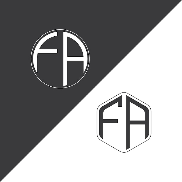 Logotipo inicial del monograma FA Con forma de círculo y polígono diseño creativo del logotipo