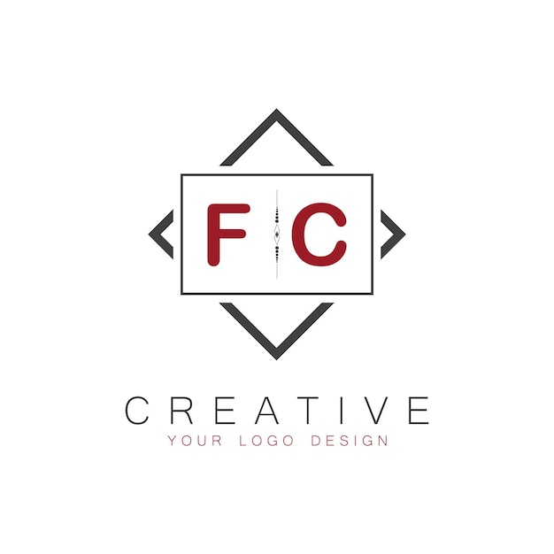 El logotipo inicial del monograma FC con un diseño creativo de estilo cuadrado