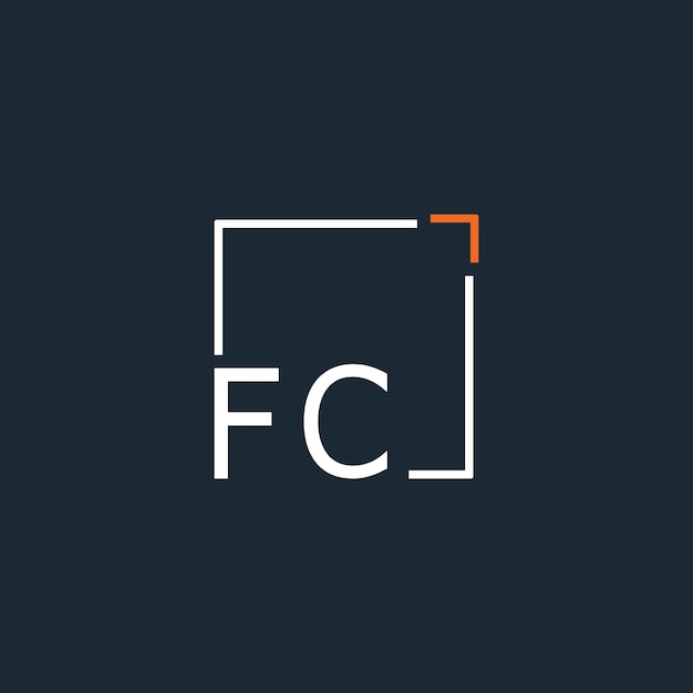 El logotipo inicial del monograma FC con diseño de estilo cuadrado