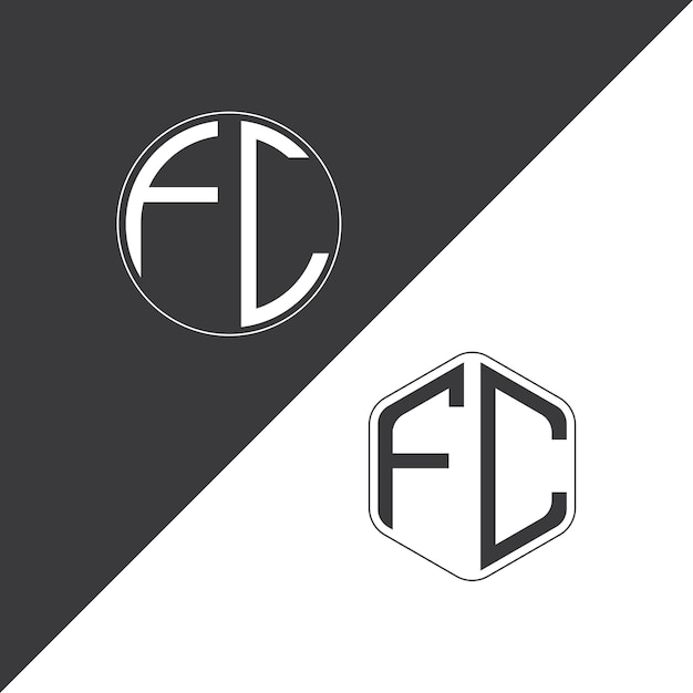 El logotipo inicial del monograma FC con forma de círculo y polígono diseño creativo del logotipo