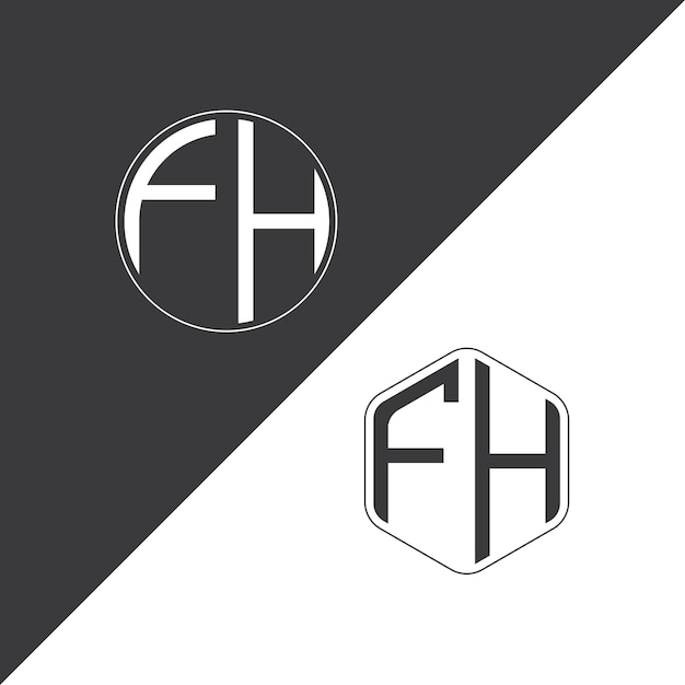 Logotipo inicial de monograma de FH con diseño creativo de logotipo en forma de círculo y polígono