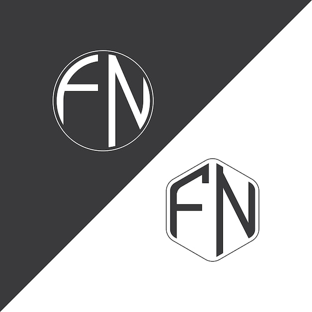 Logotipo inicial del monograma FN con forma de círculo y polígono diseño creativo del logotipo