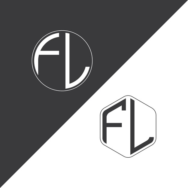 Logotipo inicial de monograma con forma de círculo y polígono diseño creativo del logotipo FL
