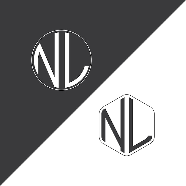 logotipo inicial de monograma con forma de círculo y polígono diseño creativo del logotipo NL