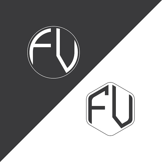 Logotipo inicial de monograma FV con diseño creativo de logotipo en forma de círculo y polígono