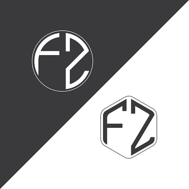 Logotipo inicial de monograma de FZ con diseño creativo de logotipo en forma de círculo y polígono