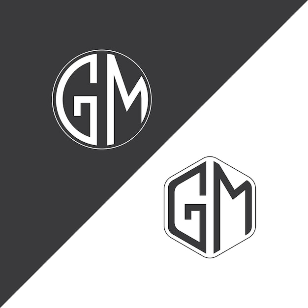Logotipo inicial de monograma de GM con diseño creativo de logotipo en forma de círculo y polígono