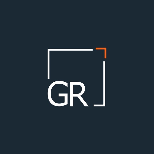 Logotipo inicial del monograma de GR con diseño de estilo cuadrado