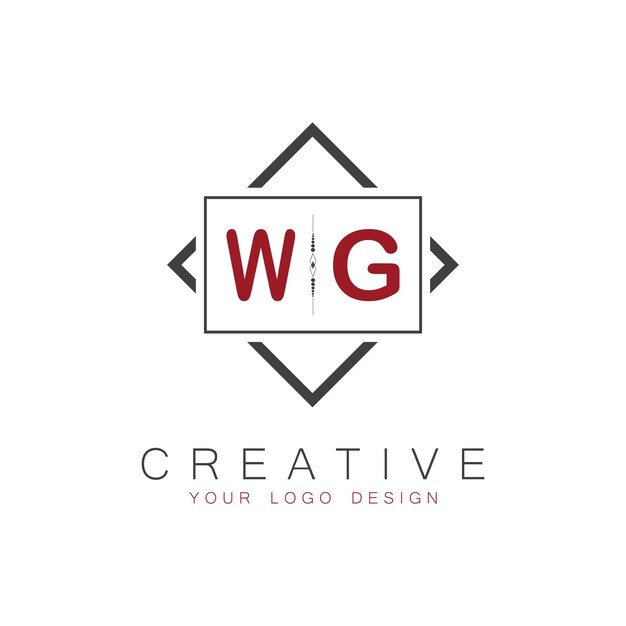 El logotipo inicial del monograma del Grupo de Trabajo con un diseño creativo de estilo cuadrado