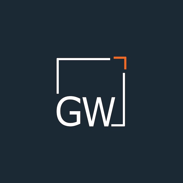 Logotipo inicial del monograma GW con diseño de estilo cuadrado