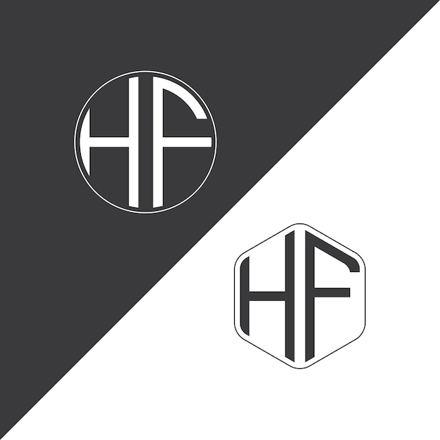 Logotipo inicial de monograma HF con diseño creativo de logotipo en forma de círculo y polígono