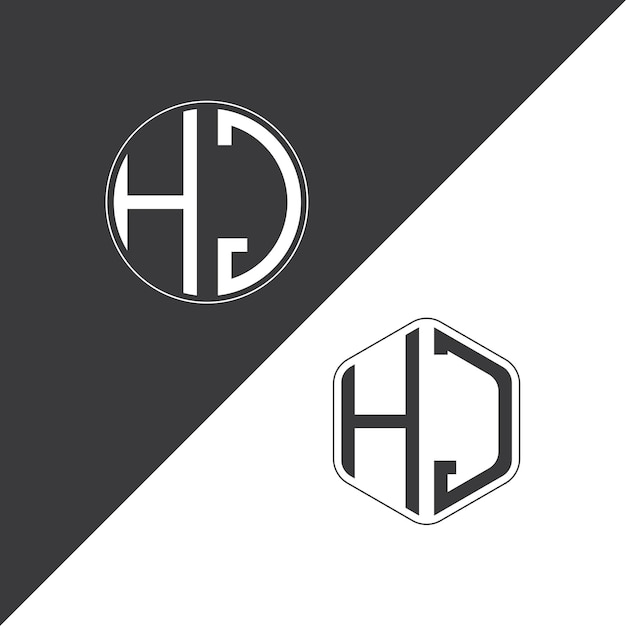 Logotipo inicial de monograma de HJ con diseño creativo de logotipo en forma de círculo y polígono