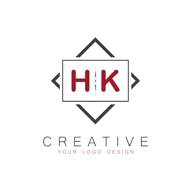 Logotipo inicial de monograma HK con diseño creativo de estilo cuadrado