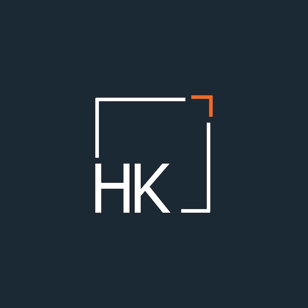 Logotipo inicial de monograma HK con diseño de estilo cuadrado