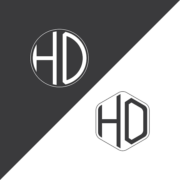 Logotipo inicial del monograma HO con forma de círculo y polígono diseño creativo del logotipo