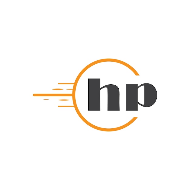 Logotipo inicial de monograma hp con diseño de estilo de círculo