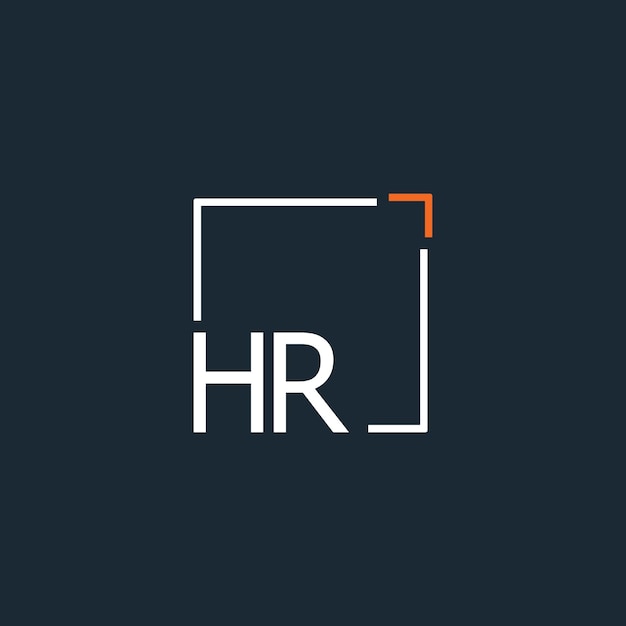 Logotipo inicial del monograma HR con diseño de estilo cuadrado