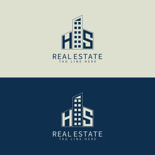 Logotipo inicial del monograma HS para bienes raíces con diseño creativo en forma de hogar