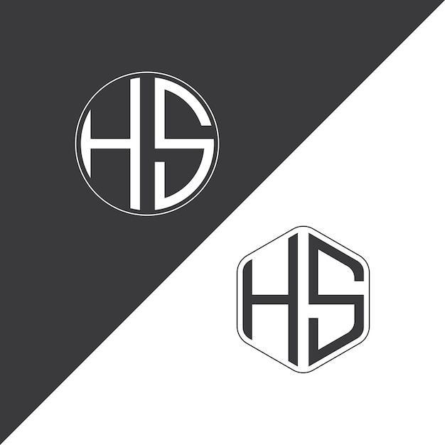 Logotipo inicial del monograma HS con forma de círculo y polígono diseño creativo del logotipo