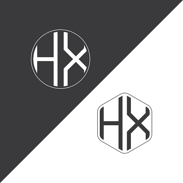 Logotipo inicial de monograma HX con diseño creativo de logotipo en forma de círculo y polígono