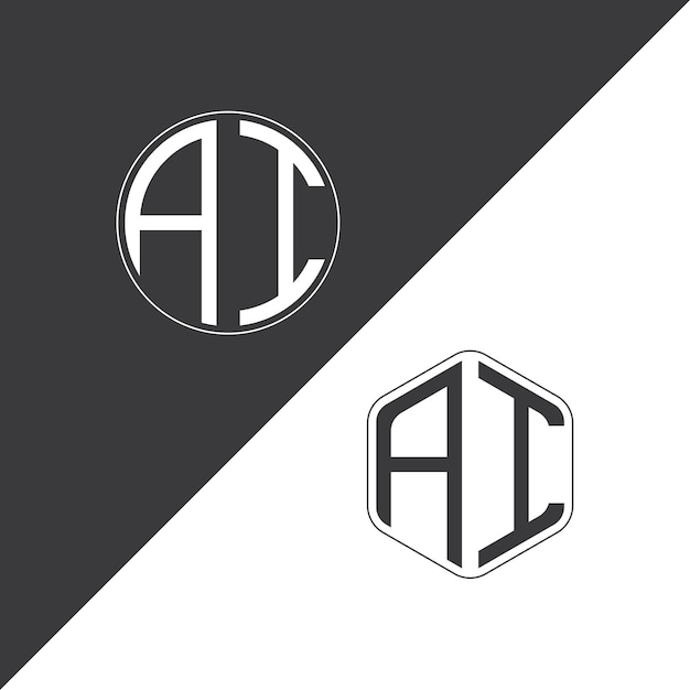 Logotipo inicial de monograma de IA con forma de círculo y polígono diseño creativo de logotipo