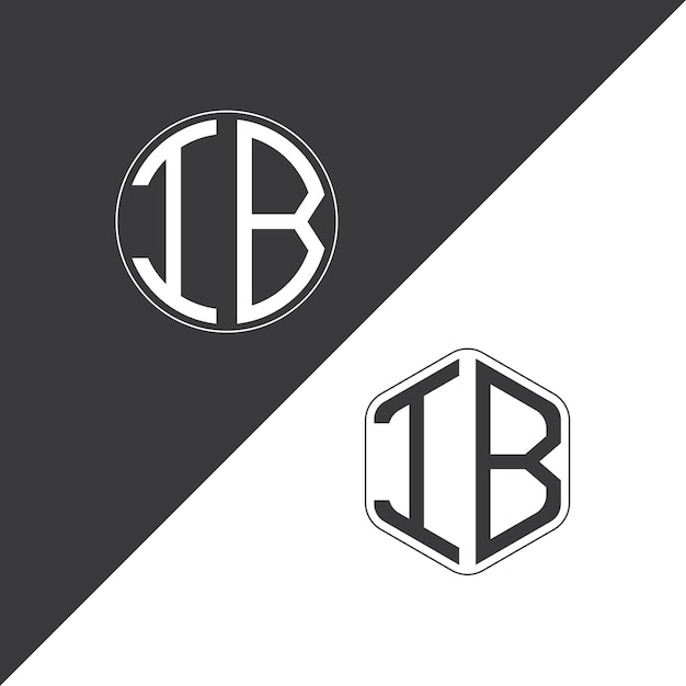 Logotipo inicial del monograma IB con forma de círculo y polígono diseño creativo del logotipo