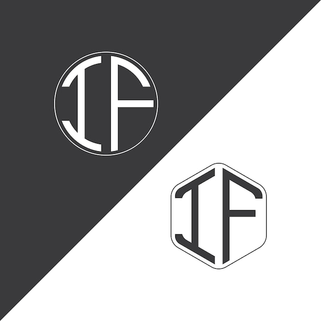 Logotipo inicial del monograma IF con forma de círculo y polígono diseño creativo del logotipo