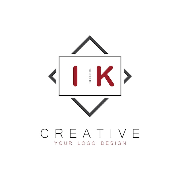 Logotipo inicial de monograma IK con diseño creativo de estilo cuadrado