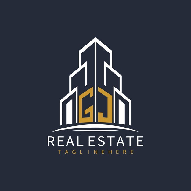 Logotipo inicial de monograma de indicación geográfica para bienes raíces con diseño creativo de la forma del edificio