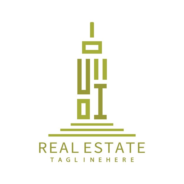 Logotipo inicial de monograma de interfaz de usuario para bienes raíces con diseño creativo de forma de edificio