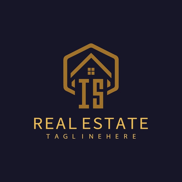 Logotipo inicial de monograma IS para bienes raíces con diseño creativo en forma de casa