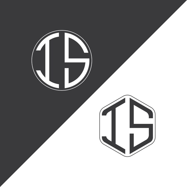Vector logotipo inicial del monograma is con forma de círculo y polígono diseño creativo del logotipo