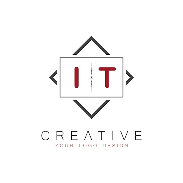 Logotipo inicial de monograma de IT con diseño creativo de estilo cuadrado