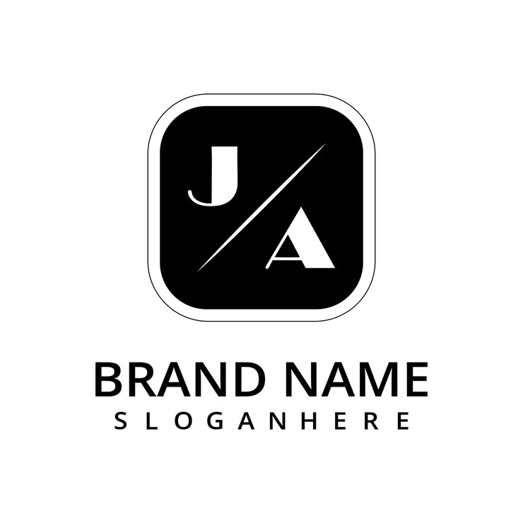 Vector el logotipo inicial del monograma ja con dsigno de estilo rectangular