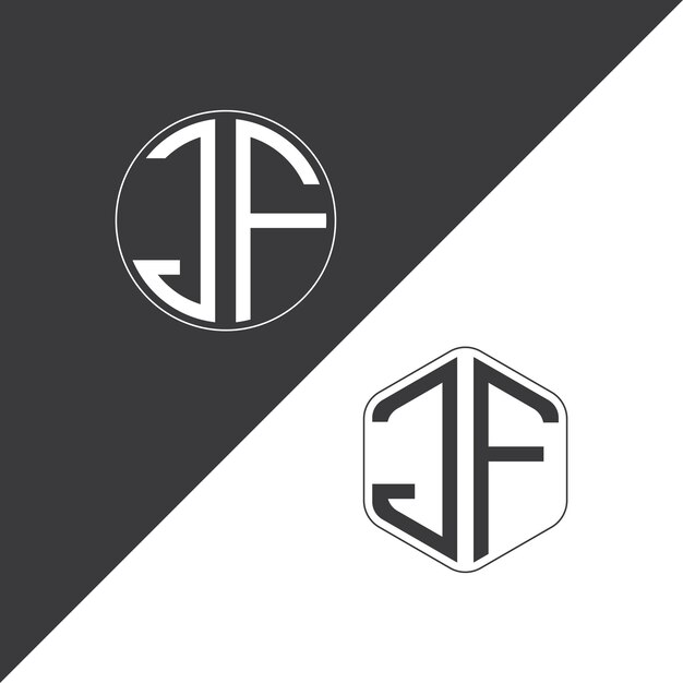 Logotipo inicial de monograma de JF Con diseño creativo de logotipo en forma de círculo y polígono