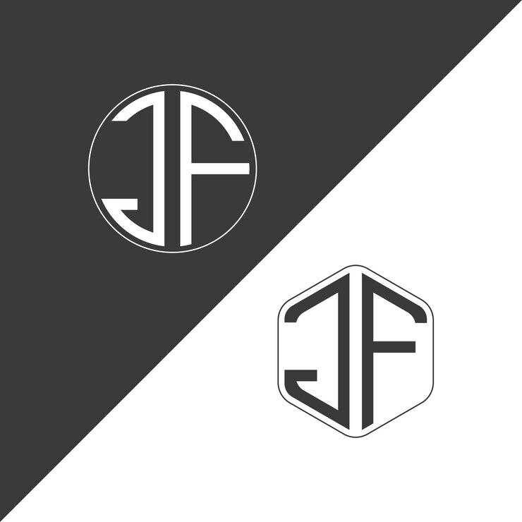 Vector logotipo inicial de monograma de jf con diseño creativo de logotipo en forma de círculo y polígono