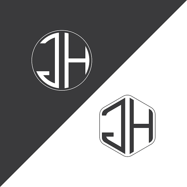 Logotipo inicial de monograma de JH Con diseño creativo de logotipo en forma de círculo y polígono