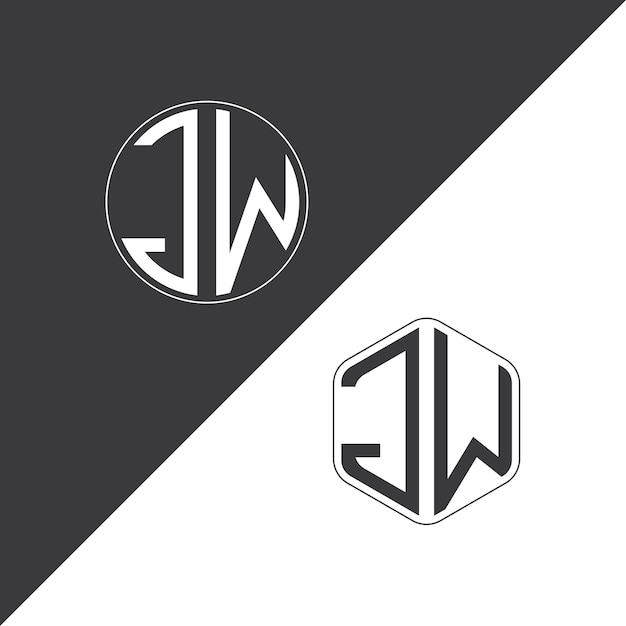 Logotipo inicial de monograma de JW Con diseño creativo de logotipo en forma de círculo y polígono