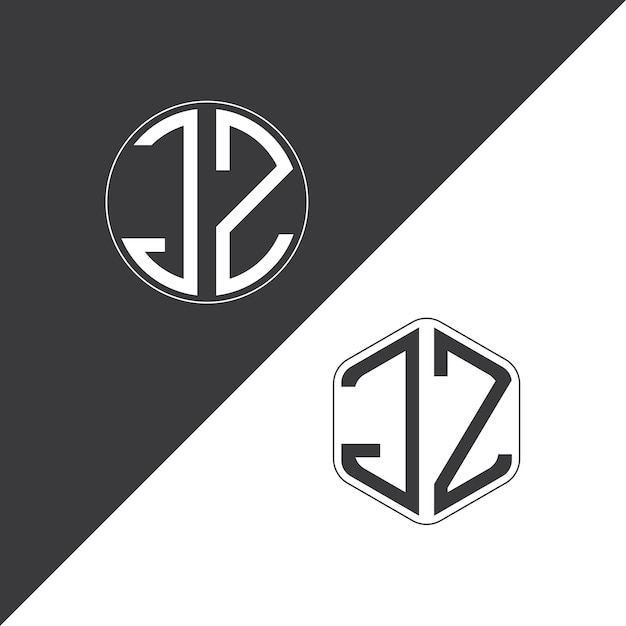 Logotipo inicial de monograma de JZ con diseño creativo de logotipo en forma de círculo y polígono