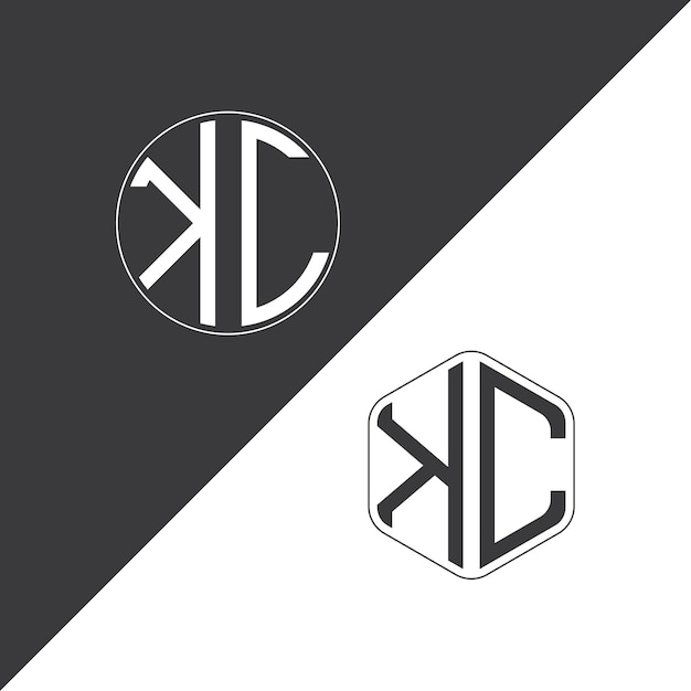 El logotipo inicial del monograma KC con forma de círculo y polígono diseño creativo del logotipo